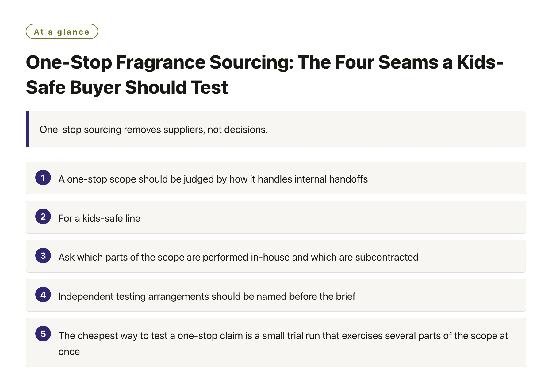 One-Stop Fragrance Sourcing: The Four Seams a Kids-Safe Buyer Should Test——全文要点速览